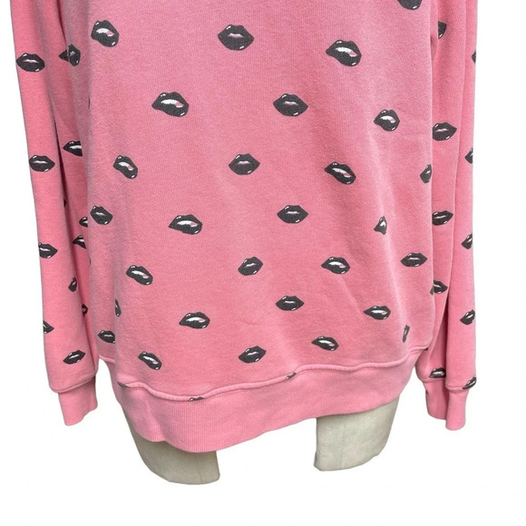Wildfox Lip Service Sweatshirt Pigment Red Pink Black‎ Size XS - Picture 3 of 8